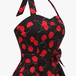 Topdress Women's Vintage Polka Dot Halter Dress - 1950s Retro Cocktail Dress (Black Dot, Large) - View #10
